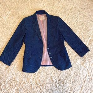 Ron Herman School Boy Navy Wool Polka Dot Blazer Size 3
